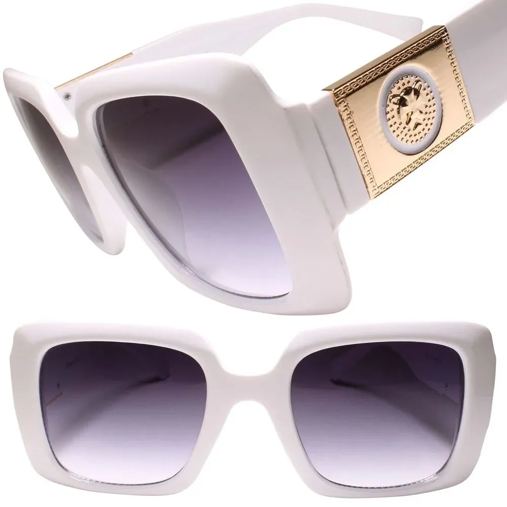 Look Rich Bling Famous Clubbing Hip Hop Rapper Style White Square Sunglasses